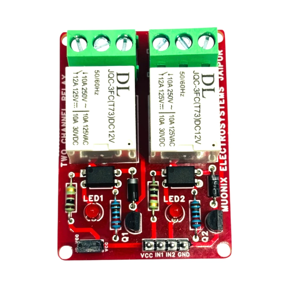 Muonix Relay Module 2ch 12v 10a (RLL00002) view 2